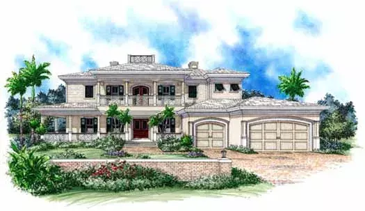 Sunbelt house plans 55-147 - front exterior, 4,763 sq ft, 4 bed, 5 bath house plans | Monster House Plans