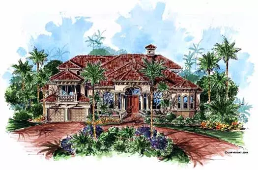 Mediterranean house plans 55-148 - front exterior, 4,778 sq ft, 4 bed, 5 bath house plans | Monster House Plans