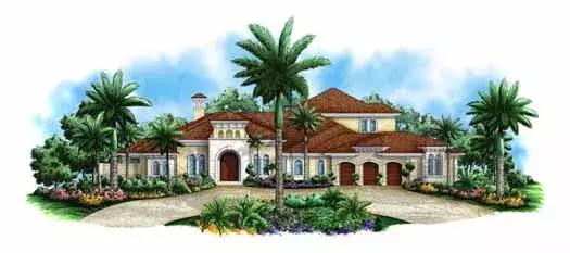 Mediterranean house plans 55-151 - front exterior, 4,953 sq ft, 4 bed, 4 bath house plans | Monster House Plans
