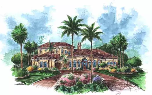 Mediterranean house plans 55-152 - front exterior, 4,978 sq ft, 5 bed, 5 bath house plans | Monster House Plans