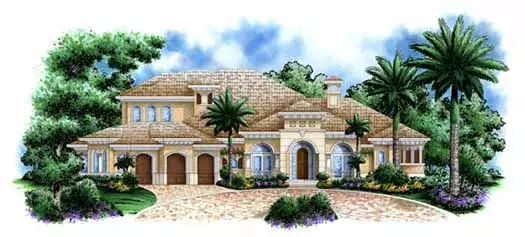 Mediterranean house plans 55-154 - front exterior, 5,049 sq ft, 4 bed, 4 bath house plans | Monster House Plans