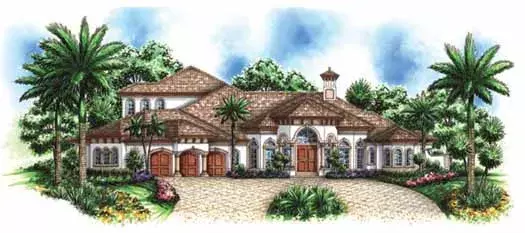 Mediterranean house plans 55-155 - front exterior, 5,107 sq ft, 5 bed, 5 bath house plans | Monster House Plans