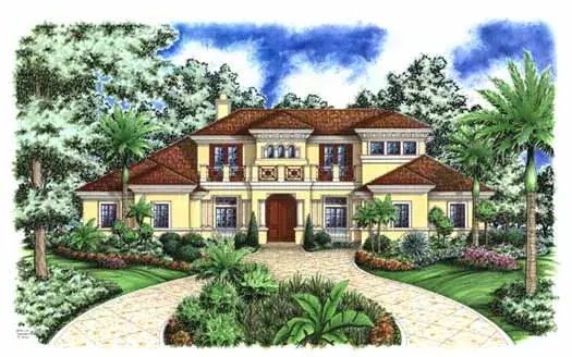 Mediterranean house plans 55-156 - front exterior, 5,126 sq ft, 4 bed, 5 bath house plans | Monster House Plans