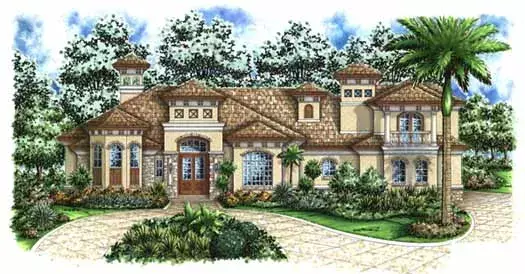 Italian house plans 55-159 - front exterior, 5,408 sq ft, 4 bed, 4 bath house plans | Monster House Plans