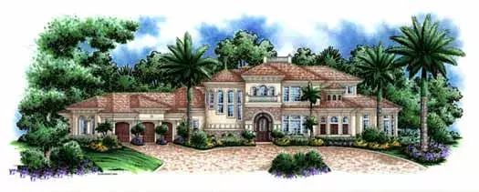 Mediterranean house plans 55-160 - front exterior, 5,604 sq ft, 4 bed, 5 bath house plans | Monster House Plans