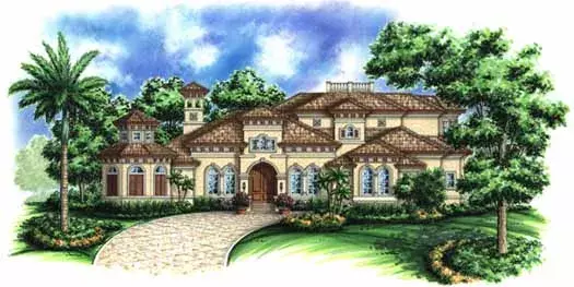 Mediterranean house plans 55-161 - front exterior, 5,796 sq ft, 4 bed, 4 bath house plans | Monster House Plans
