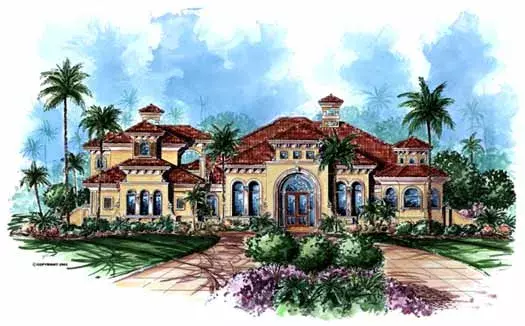 Mediterranean house plans 55-162 - front exterior, 5,841 sq ft, 4 bed, 4 bath house plans | Monster House Plans