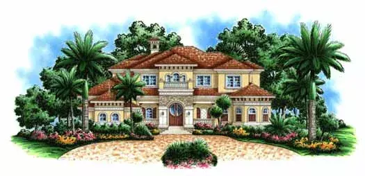 Mediterranean house plans 55-163 - front exterior, 6,197 sq ft, 4 bed, 5 bath house plans | Monster House Plans