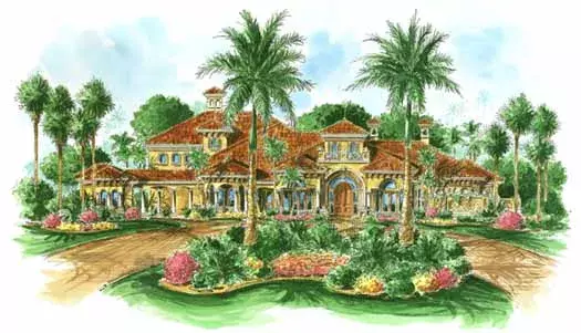 Mediterranean house plans 55-166 - front exterior, 6,649 sq ft, 5 bed, 5 bath house plans | Monster House Plans