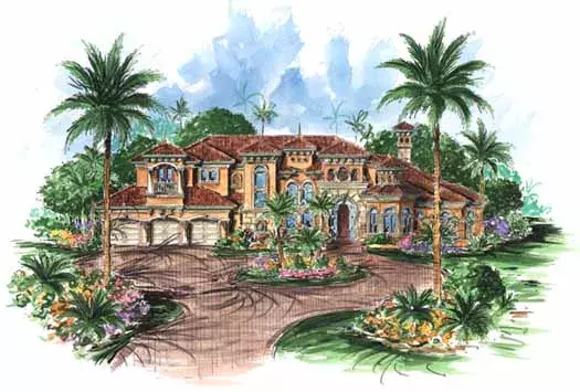 Mediterranean house plans 55-168 - front exterior, 6,771 sq ft, 5 bed, 5 bath house plans | Monster House Plans