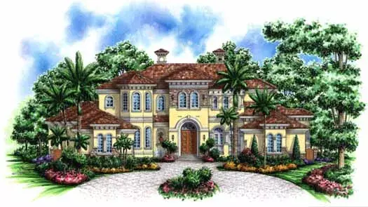 Mediterranean house plans 55-173 - front exterior, 7,441 sq ft, 4 bed, 5 bath house plans | Monster House Plans
