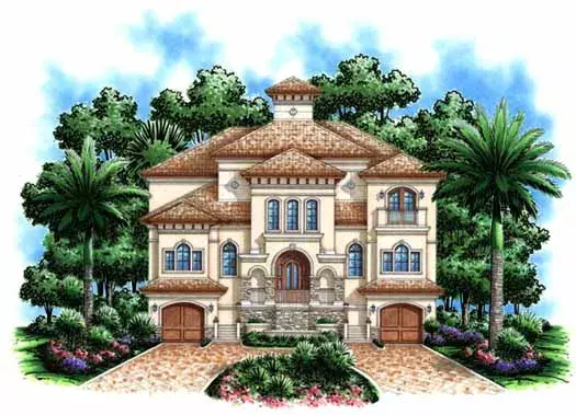 Mediterranean house plans 55-177 - front exterior, 4,735 sq ft, 4 bed, 5 bath house plans | Monster House Plans