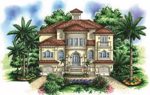 Mediterranean house plans 55-178 - front exterior, 4,926 sq ft, 4 bed, 5 bath house plans | Monster House Plans