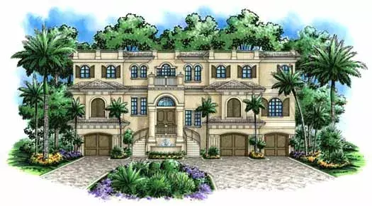 Mediterranean house plans 55-179 - front exterior, 5,566 sq ft, 3 bed, 5 bath house plans | Monster House Plans
