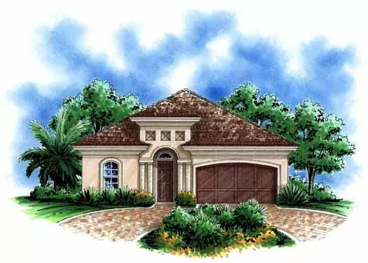 Mediterranean house plans 55-180 - front exterior, 1,450 sq ft, 3 bed, 2 bath house plans | Monster House Plans
