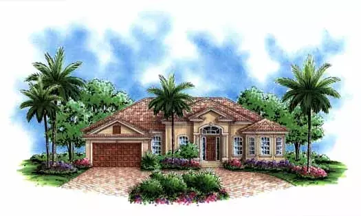Mediterranean house plans 55-182 - front exterior, 1,786 sq ft, 3 bed, 2 bath house plans | Monster House Plans
