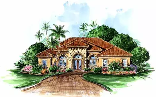 Mediterranean house plans 55-191 - front exterior, 2,536 sq ft, 3 bed, 3 bath house plans | Monster House Plans