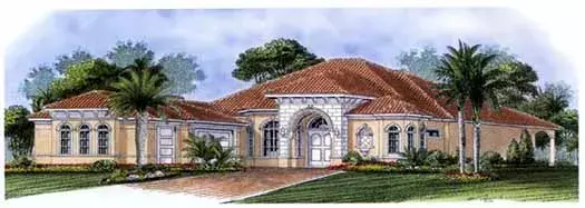 Mediterranean house plans 55-196 - front exterior, 2,951 sq ft, 3 bed, 3 bath house plans | Monster House Plans