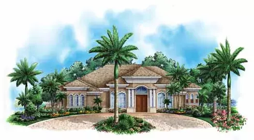 Mediterranean house plans 55-198 - front exterior, 3,218 sq ft, 3 bed, 3 bath house plans | Monster House Plans