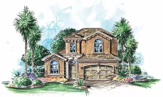 Mediterranean house plans 55-200 - front exterior, 2,324 sq ft, 3 bed, 2 bath house plans | Monster House Plans