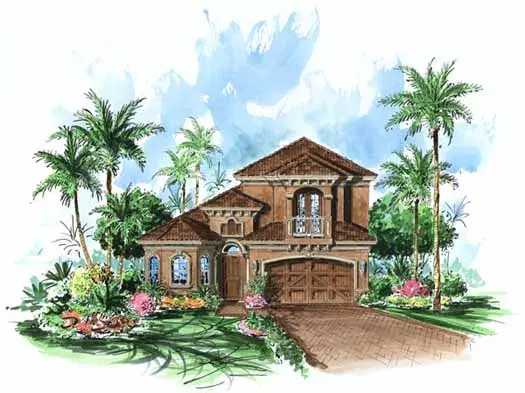 Mediterranean house plans 55-202 - front exterior, 2,565 sq ft, 4 bed, 2 bath house plans | Monster House Plans