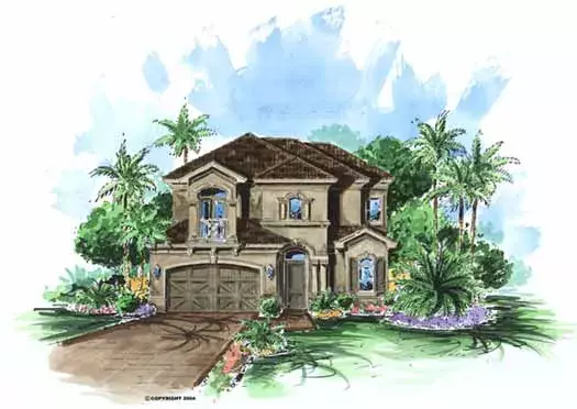 Mediterranean house plans 55-203 - front exterior, 2,622 sq ft, 3 bed, 3 bath house plans | Monster House Plans
