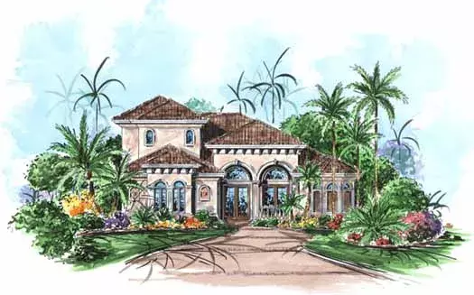 Mediterranean house plans 55-204 - front exterior, 2,931 sq ft, 3 bed, 2 bath house plans | Monster House Plans