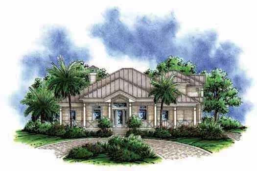 Coastal house plans 55-207 - front exterior, 3,020 sq ft, 4 bed, 3 bath house plans | Monster House Plans