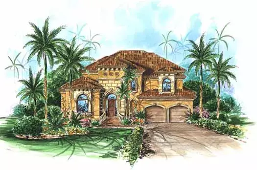 Mediterranean house plans 55-209 - front exterior, 3,051 sq ft, 4 bed, 3 bath house plans | Monster House Plans
