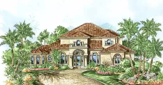 Mediterranean house plans 55-210 - front exterior, 3,138 sq ft, 3 bed, 3 bath house plans | Monster House Plans