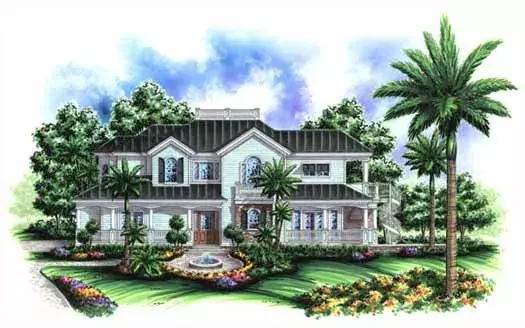 Coastal house plans 55-214 - front exterior, 3,522 sq ft, 3 bed, 4 bath house plans | Monster House Plans