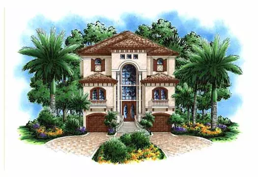 Mediterranean house plans 55-216 - front exterior, 3,736 sq ft, 4 bed, 3 bath house plans | Monster House Plans