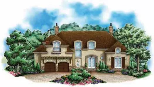 French Country house plans 55-220 - front exterior, 4,687 sq ft, 4 bed, 4 bath house plans | Monster House Plans
