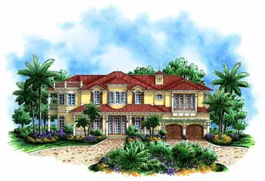 Mediterranean house plans 55-221 - front exterior, 5,079 sq ft, 4 bed, 4 bath house plans | Monster House Plans