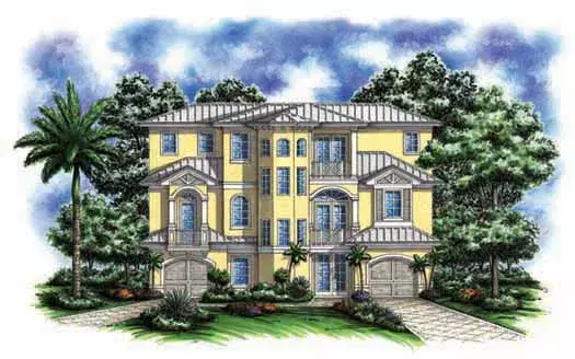 Coastal house plans 55-222 - front exterior, 2,905 sq ft, 3 bed, 3 bath house plans | Monster House Plans