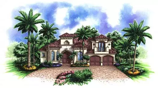 Mediterranean house plans 55-227 - front exterior, 3,156 sq ft, 4 bed, 3 bath house plans | Monster House Plans
