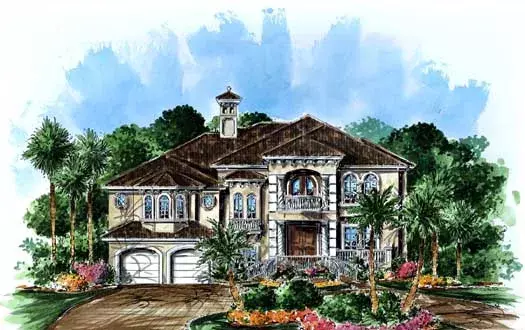 Mediterranean house plans 55-228 - front exterior, 3,566 sq ft, 3 bed, 4 bath house plans | Monster House Plans