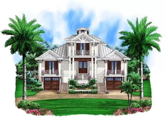 Coastal house plans 55-236 - front exterior, 4,435 sq ft, 5 bed, 5 bath house plans | Monster House Plans