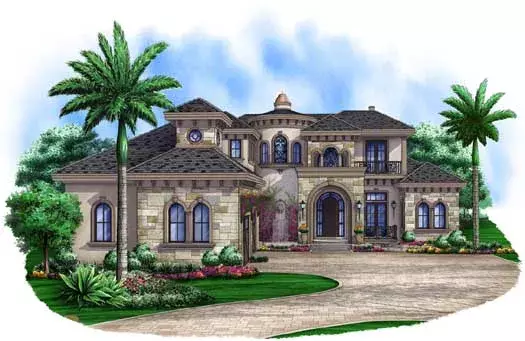 Mediterranean house plans 55-237 - front exterior, 6,193 sq ft, 5 bed, 5 bath house plans | Monster House Plans