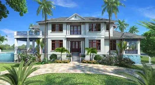 Coastal house plans 55-241 - front exterior, 6,152 sq ft, 5 bed, 5 bath house plans | Monster House Plans