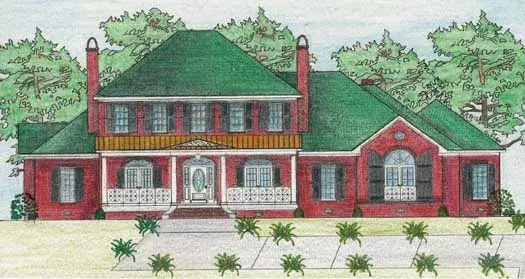 Southern Colonial house plans 56-114 - front exterior, 4,084 sq ft, 5 bed, 3 bath house plans | Monster House Plans
