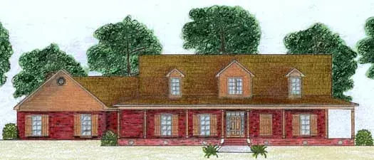 Farmhouse house plans 56-117 - front exterior, 3,387 sq ft, 5 bed, 4 bath house plans | Monster House Plans