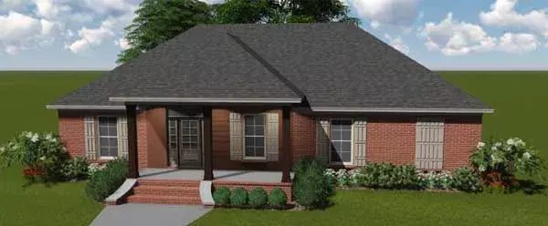 Southern house plans 56-168 - front exterior, 1,708 sq ft, 3 bed, 2 bath house plans | Monster House Plans