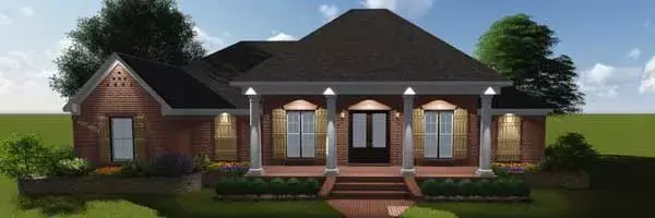 Southern house plans 56-176 - front exterior, 2,511 sq ft, 4 bed, 2 bath house plans | Monster House Plans