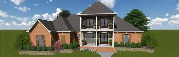Plantation house plans 56-183 - front exterior, 2,638 sq ft, 4 bed, 3 bath house plans | Monster House Plans
