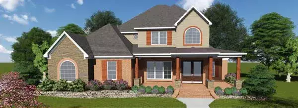 Farmhouse house plans 56-199 - front exterior, 3,531 sq ft, 5 bed, 3 bath house plans | Monster House Plans