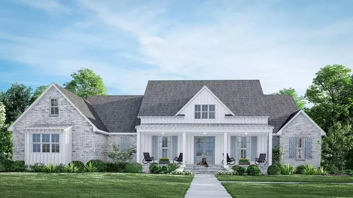 Modern Farmhouse house plans 56-269 - front exterior, 2,841 sq ft, 3 bed, 3 bath house plans | Monster House Plans