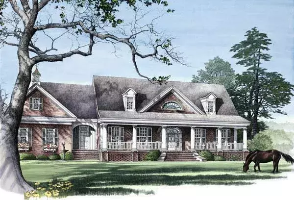 Farmhouse house plans 57-103 - front exterior, 3,271 sq ft, 3 bed, 3 bath house plans | Monster House Plans