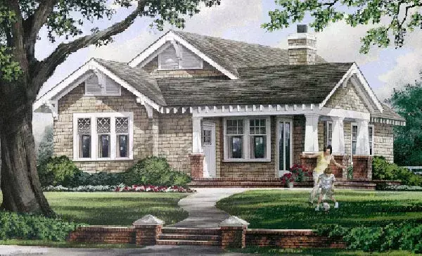 Craftsman house plans 57-108 - front exterior, 1,628 sq ft, 3 bed, 2 bath house plans | Monster House Plans