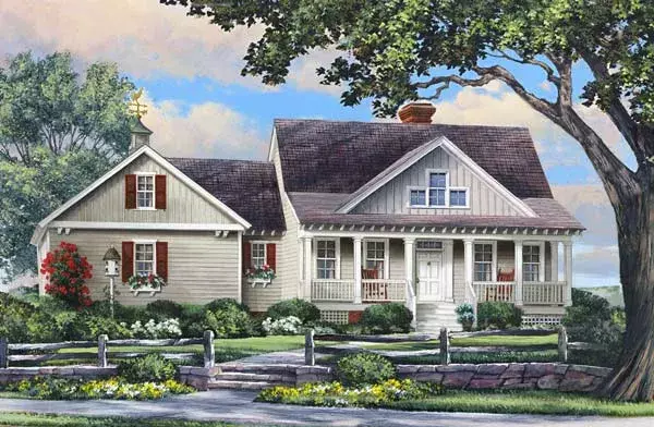 Country house plans 57-114 - front exterior, 1,903 sq ft, 3 bed, 3 bath house plans | Monster House Plans